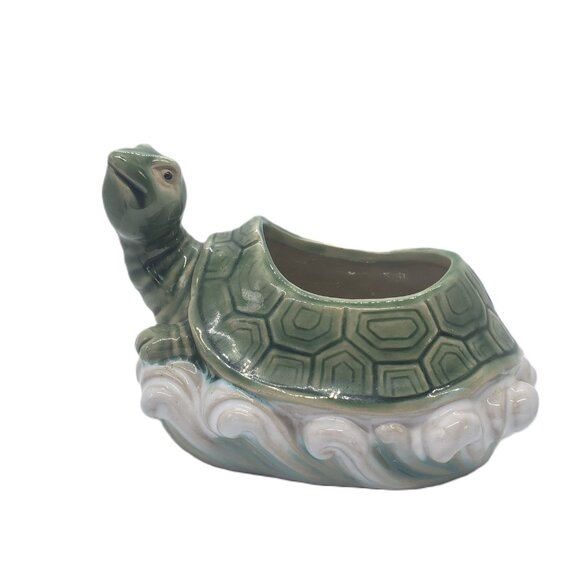 VTG Turtle Planter Kitschy Tortoise Glazed Ceramic Succulent Pot marked #B-174 - Picture 14 of 15